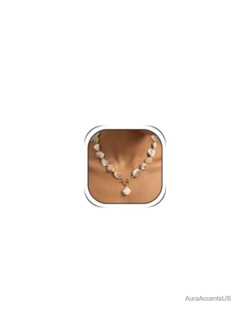 Chunky Shell Choker Necklace with Pearl Pendant Boho Beach Vacay Jewelry